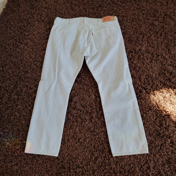 Levis White Button Fly Jeans with factory designed tears W40 L30 - Picture 4 of 10